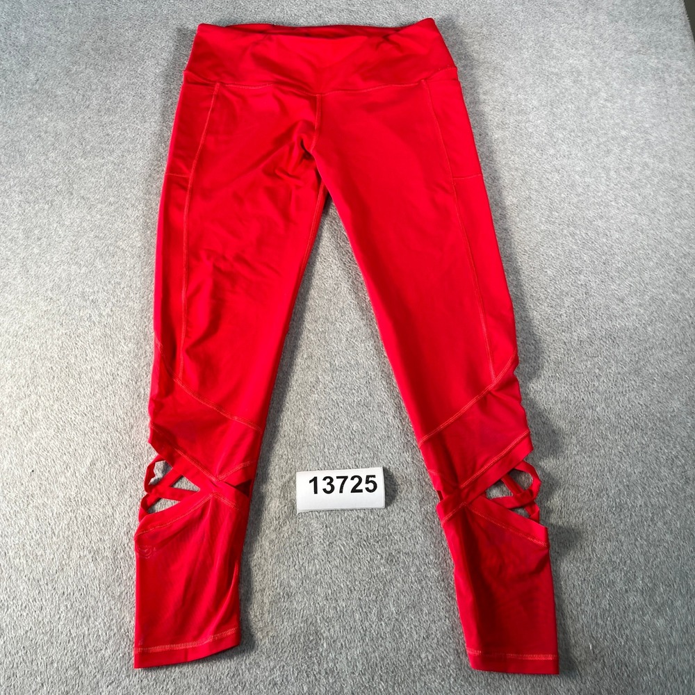 Knockout by Victoria's Secret Strappy Cutout Leggings Womens Large Red Stretch